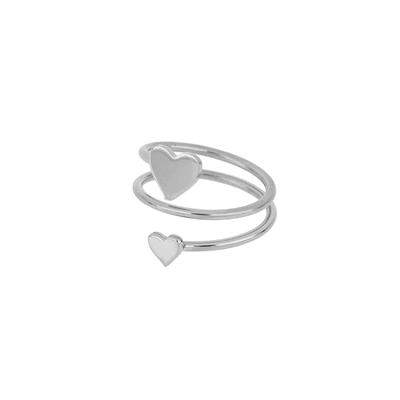 ANELLO CONTRARIE DOPPIO CUORE IN ARGENTO 925°/°°