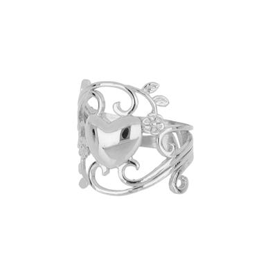 ANELLO CUORE FIORITO IN ARGENTO 925°/°°
