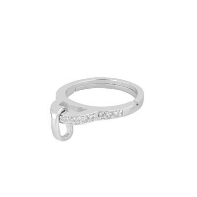 BASE ANELLO REGOLABILE ZIRCONI E ARGENTO 925°/°°