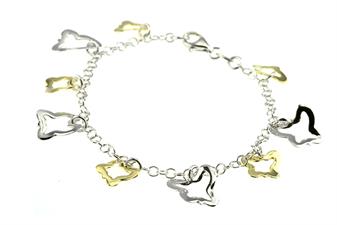 BRACCIALE FARFALLE BICOLORE IN ARGENTO 925°/°°