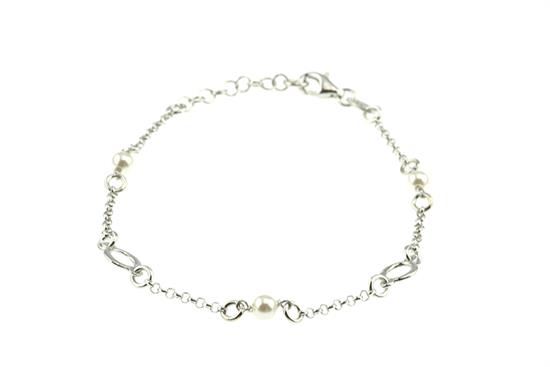 BRACCIALE PERLINE E CENTRALE TONDO IN ARGENTO 925°/°°