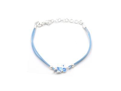 BRACCIALE TRENINO CON SAGOLA AZZURRA IN ARGENTO 925°/°°