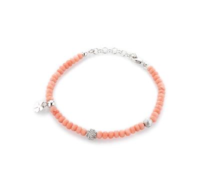 BRACCIALE QUADRIFOGLIO AGATA ROSA IN ARGENTO 925°/°°