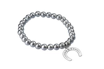 BRACCIALE ELASTICO EMATITE CON FERRO DI CAVALLO IN ARGENTO 925°/°°