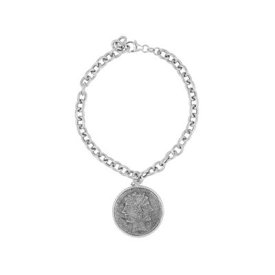 BRACCIALE CATENA CON MONETA PENDENTE IN ARGENTO 925°/°°