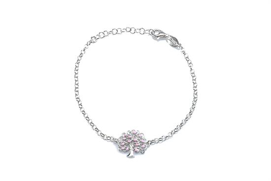 BRACCIALE FUSTO ALBERO CON CUORI RODIO IN ARGENTO 925°/°° SMALTO