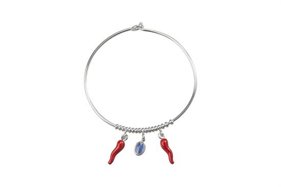 BRACCIALE MANETTA CORNI E MADONNINE IN ARGENTO 925°/°°