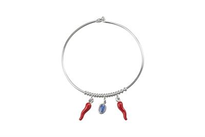 BRACCIALE MANETTA CORNI E MADONNINE IN ARGENTO 925°/°°