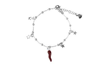 BRACCIALE STELLE PENDENTI ARGENTO 925°/°° E CORNO SMALTO