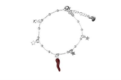 BRACCIALE STELLE PENDENTI ARGENTO 925°/°° E CORNO SMALTO