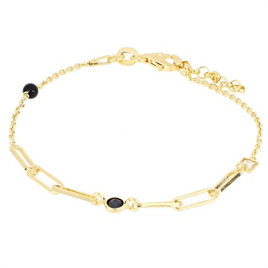 BRACCIALE ROLLO MAGLIA OVALE ZIRCONI BLACK E WHITE ARGENTO 925°/°°