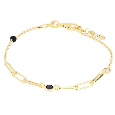 BRACCIALE ROLLO MAGLIA OVALE ZIRCONI BLACK E WHITE ARGENTO 925°/°°
