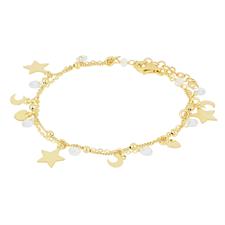 BRACCIALE DOPPIO FILO DORATO SOGGETTI LASTRA ARGENTO 925°/°° ZIRCONI