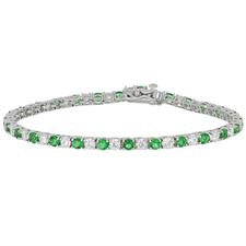 BRACCIALE TENNIS BICOLORE VERDE E BIANCO IN ARGENTO 925°/°°