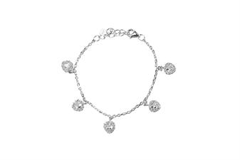 BRACCIALE RODIO IN ARGENTO 925°/°° CUORICINI ZIRCONI