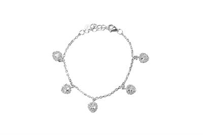 BRACCIALE RODIO IN ARGENTO 925°/°° CUORICINI ZIRCONI