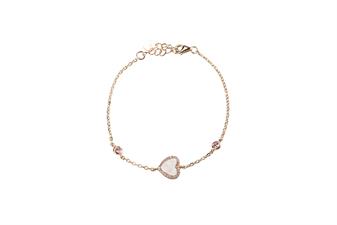 BRACCIALE MADREPERLA CUORE ZIRCONI ROSA IN ARGENTO 925°/°°
