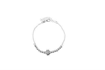 BRACCIALE PALLINI CENTRALE QUADRIFOGLIO ZIRCONATA IN ARGENTO 925°/°°