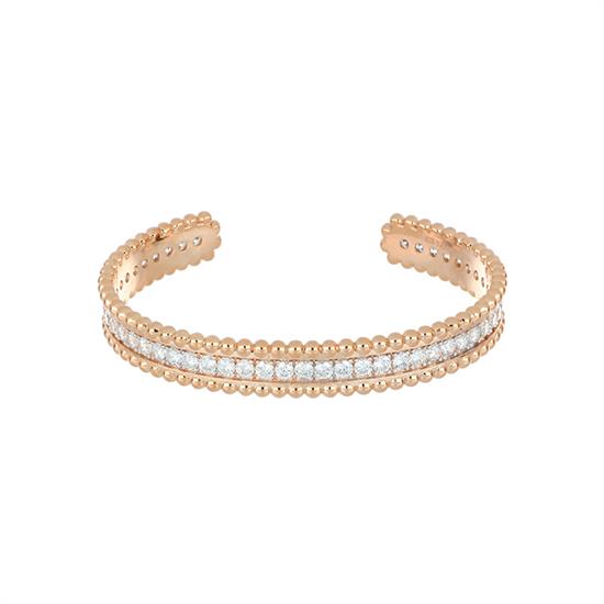 BRACCIALE MANETTA BORDO PALLINATO ROSE' IN ARGENTO 925°/°° ZIRCONI