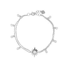 BRACCIALE SOLE RODIO DOPPIO FILO IN ARGENTO 925°/°° ZIRCONI