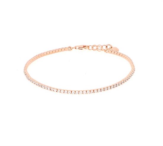 BRACCIALE TENNIS MORBIDO ROSE' IN ARGENTO 925°/°° ZIRCONI