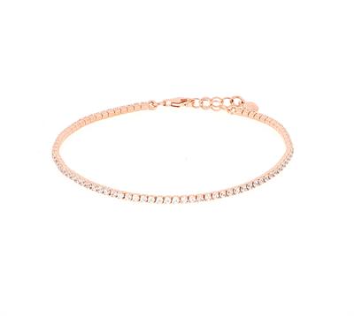 BRACCIALE TENNIS MORBIDO ROSE' IN ARGENTO 925°/°° ZIRCONI