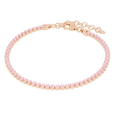 BRACCIALE TENNIS CIPOLLINO ROSE' IN ARGENTO 925°/°° ZIRCONI