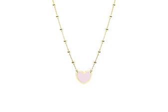 COLLANA CUORE DORATO CATENA PALLINATA IN ARGENTO 925°/°° SMALTO