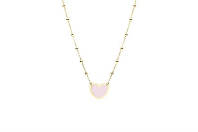 COLLANA CUORE DORATO CATENA PALLINATA IN ARGENTO 925°/°° SMALTO