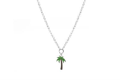 COLLANA PALMA SMALTATA IN ARGENTO 925°/°°