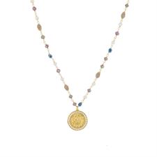 COLLANA PIETRE DURE PENDENTE LEONE GIRO ZIRCONI IN ARGENTO 925°/°°
