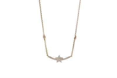 COLLANA BARRETTA STELLA CENTRALE ROSE' ARGENTO 925°/°° ZIRCONI