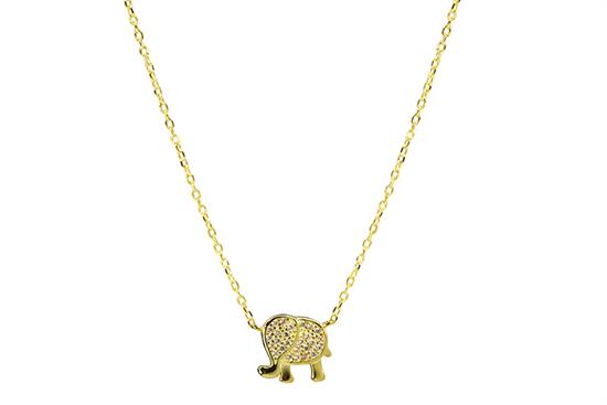 COLLANA ELEFANTE DORATA IN ARGENTO 925°/°° ZIRCONI