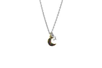 COLLANA MEZZA LUNA DORATA ARGENTO 925°/°° E ZIRCONI