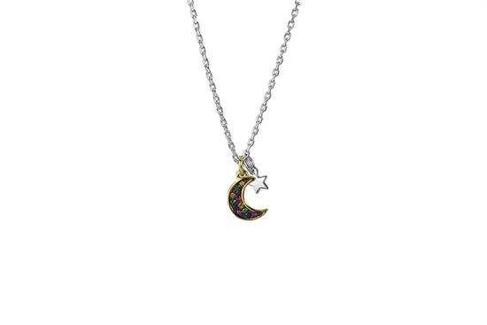COLLANA MEZZA LUNA DORATA ARGENTO 925°/°° E ZIRCONI