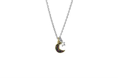 COLLANA MEZZA LUNA DORATA ARGENTO 925°/°° E ZIRCONI