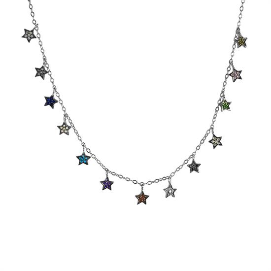 COLLANA MICRO STELLE DORATA IN ARGENTO 925°/°° ZIRCONI