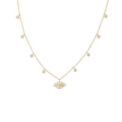 COLLANA DORATA OCCHIO PENDENTE IN ARGENTO 925°/°° ZIRCONI