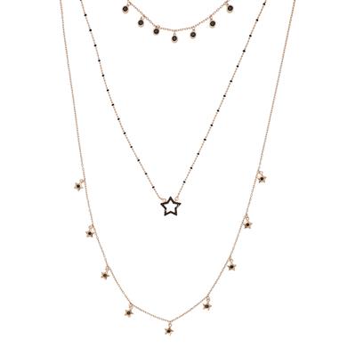 COLLANA TRE FILI STELLE E MULTI STELLE PINK ARGENTO 925°/°° ZK