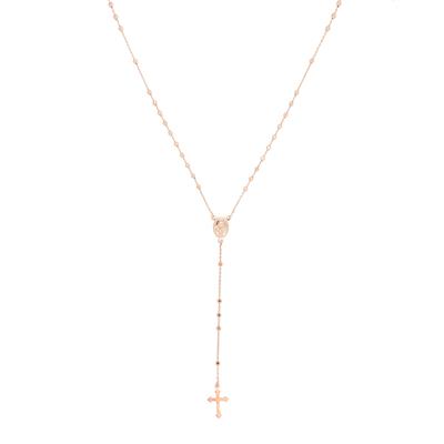 ROSARIO PENDENTE DIAMANTATO ROSE' 2,5MM IN ARGENTO 925°/°°