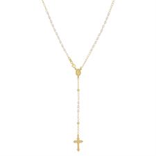 COLLANA ROSARIO DORATO PERLE PENDENTE IN ARGENTO 925°/°°