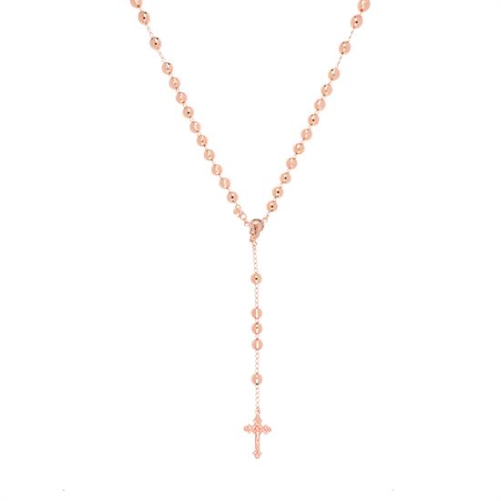 ROSARIO PENDENTE DISCO ROSE' 8MM IN ARGENTO 925°/°°