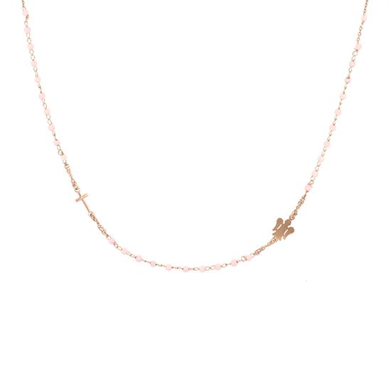 COLLANA ROSARIO ANGIOLETTO IN ARGENTO 925°/°°ROSE' PERLINE