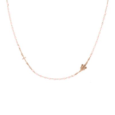 COLLANA ROSARIO ANGIOLETTO IN ARGENTO 925°/°°ROSE' PERLINE