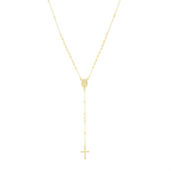 COLLANA ROSARIO PENDENTE LISCIO DORATO 3MM IN ARGENTO 925°/°°