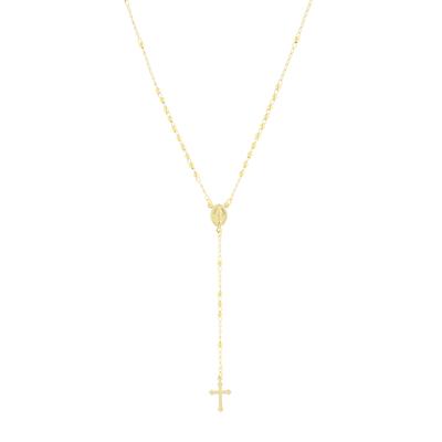 COLLANA ROSARIO PENDENTE LISCIO DORATO 3MM IN ARGENTO 925°/°°