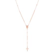 COLLANA ROSARIO PENDENTE LISCIO ROSE' 3MM IN ARGENTO 925°/°°