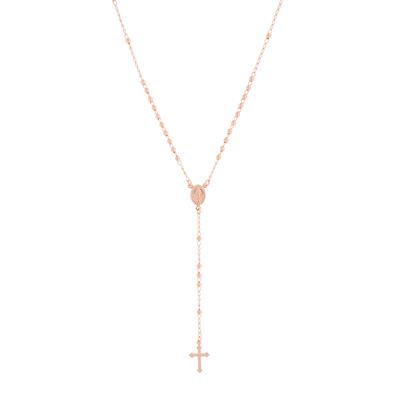 COLLANA ROSARIO PENDENTE LISCIO ROSE' 3MM IN ARGENTO 925°/°°