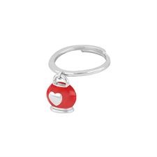 ANELLO CAMPANELLA CUORE ARGENTO 925°/°° ZIRCONI E SMALTO RED