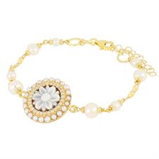 BRACCIALE CAMMEO CON PERLINE E GIRO DI ZIRCONI IN ARGENTO 925°/°°